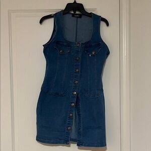 AKIRA Denim Button-Front Mini Dress